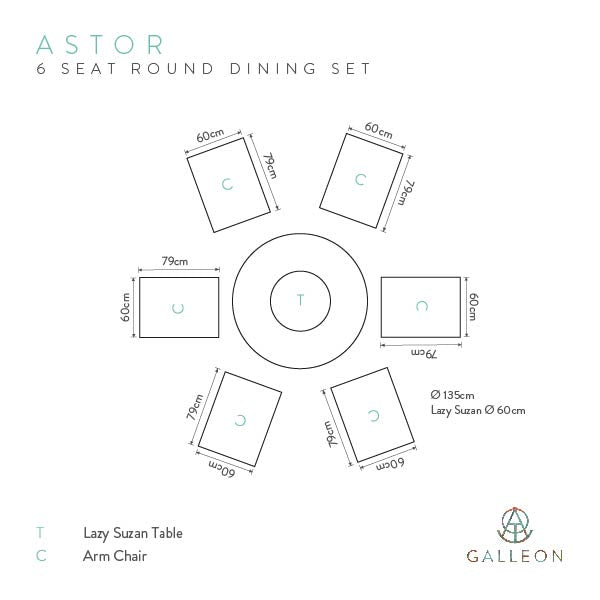 Astor 6 Seat Round Dining Set