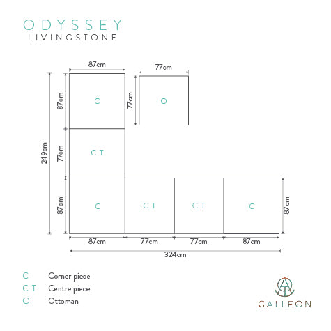 Galleon Livingstone Corner Sofa Set 3