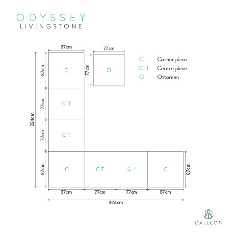 Galleon Livingstone corner sofa set 4