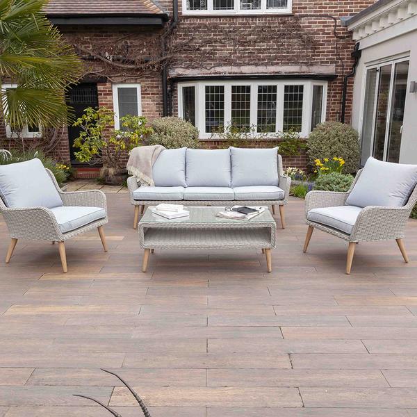 Nightingale Grey 5 Seater Garden Rattan Sofa Set | Galleon