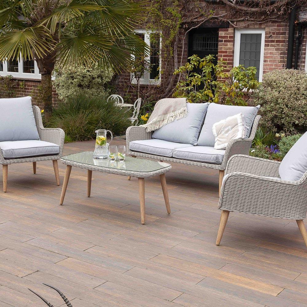 Nightingale Grey 4 Seater Garden Rattan Sofa Set | Galleon