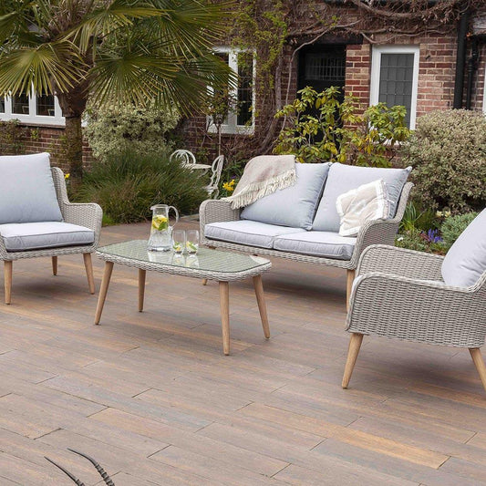 Nightingale Grey 4 Seater Garden Rattan Sofa Set | Galleon