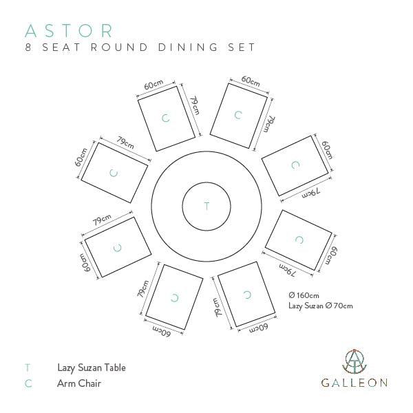 Astor Dark 8 Seat Round Dining Set