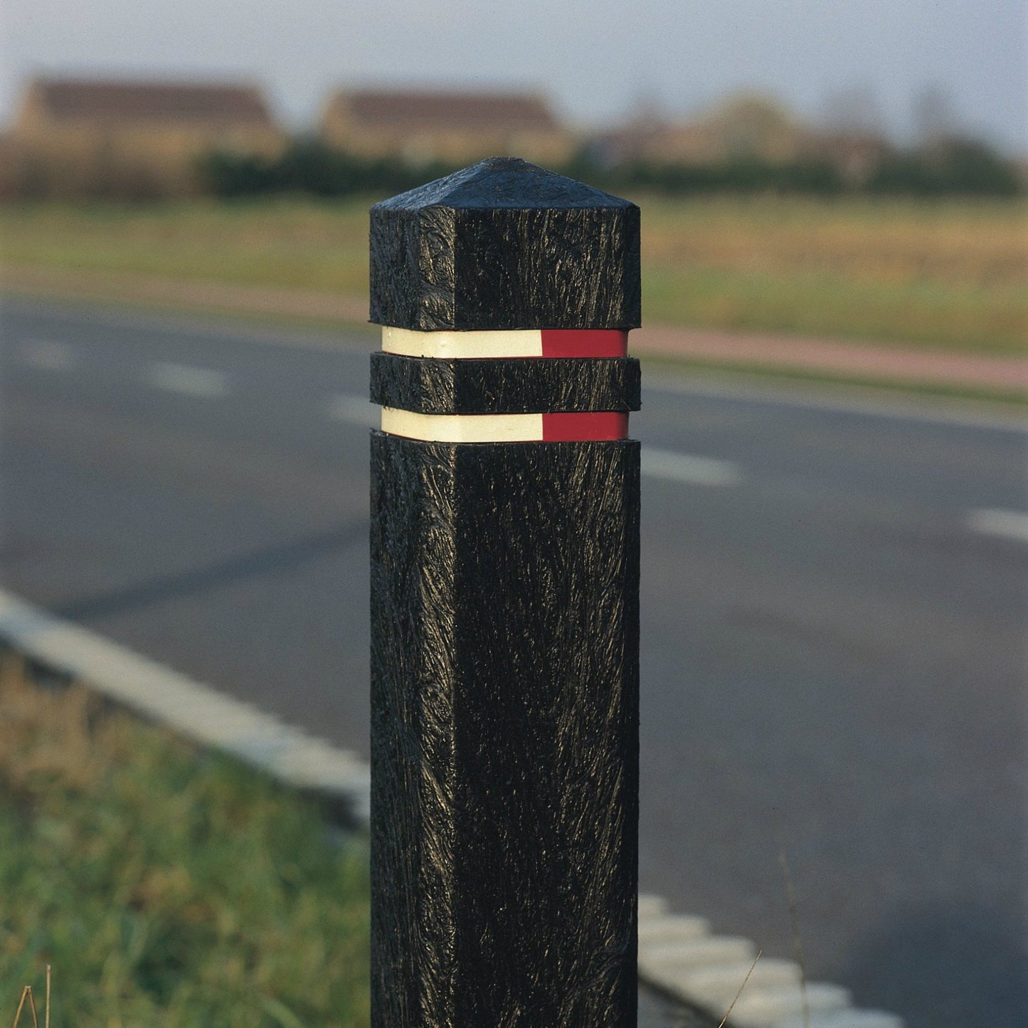 Square Bollard - 2 White Bands