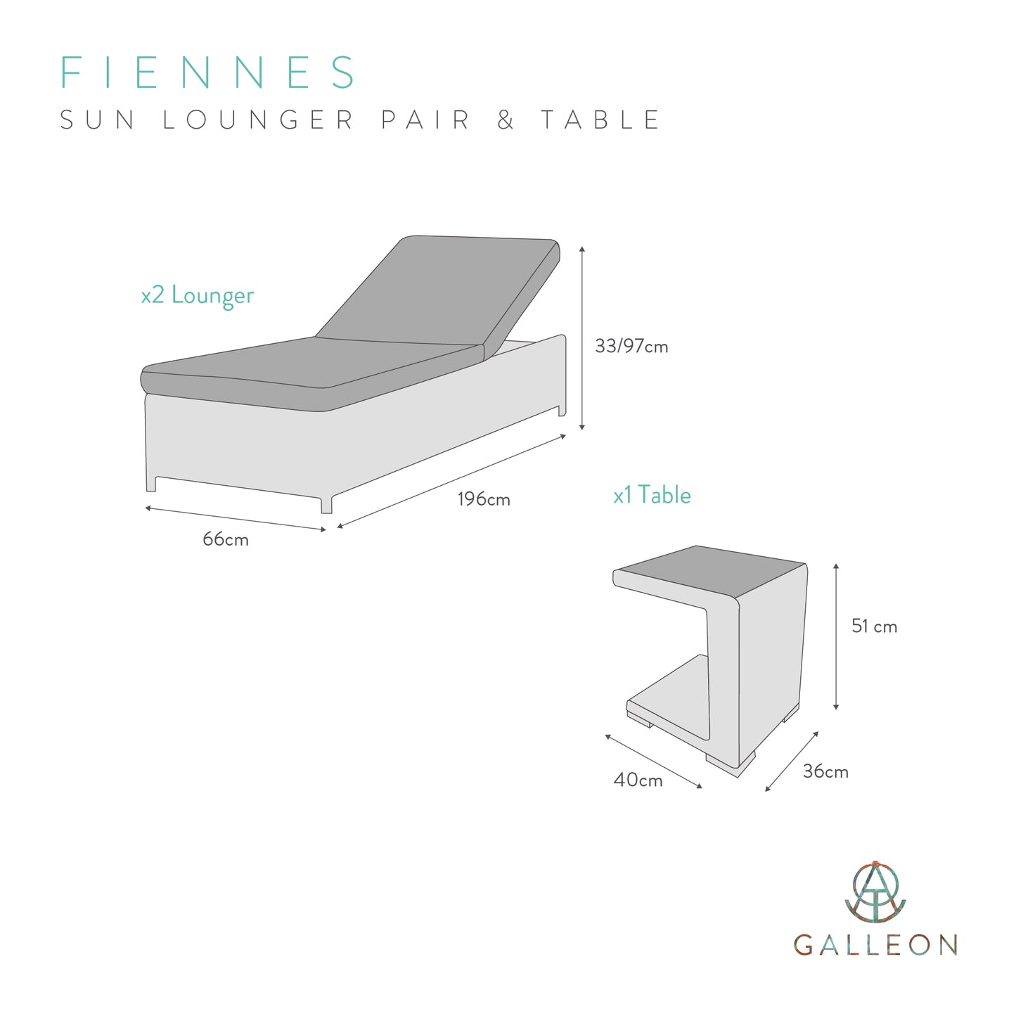 Fiennes Luxury Sun Lounger and Table Set