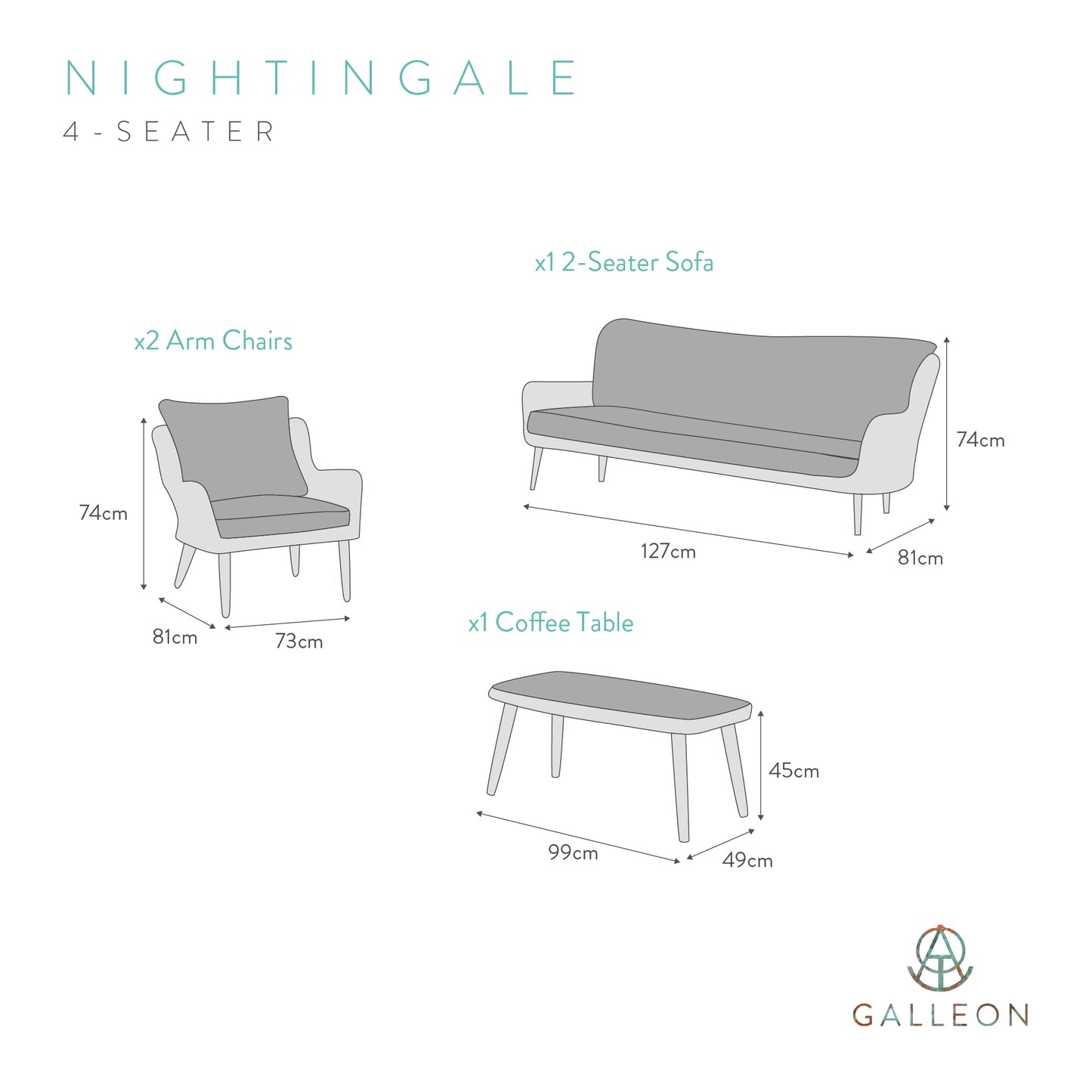 Nightingale 4 Seater Sofa Set